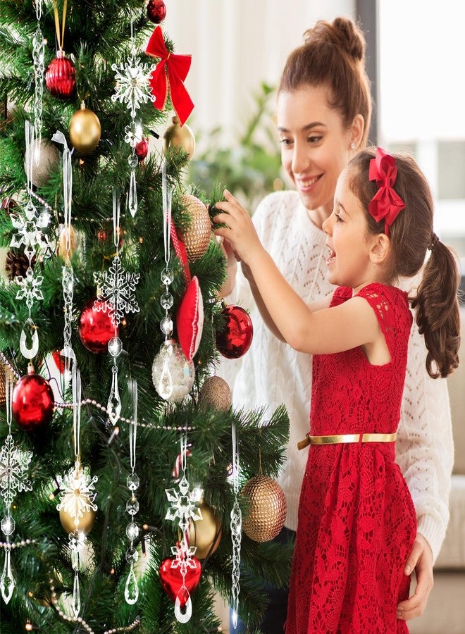 Labrostar 20pcs Christmas Ornaments Christmas Tree Decorations Hanging Acrylic Snowflake Icicle Crystal Ornaments with Drop Pendarts for Christmas Decorations Indoor Xmas Tree Winter New Year Party Supplies - Image 4